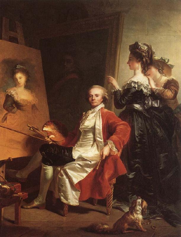 Jean-Laurent Mosnier Portrait of the Artist in His Studio with His Daughters